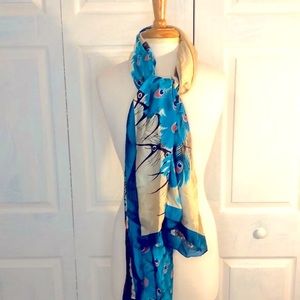 100% Polyester Large Peacock Design Women’s Scarf